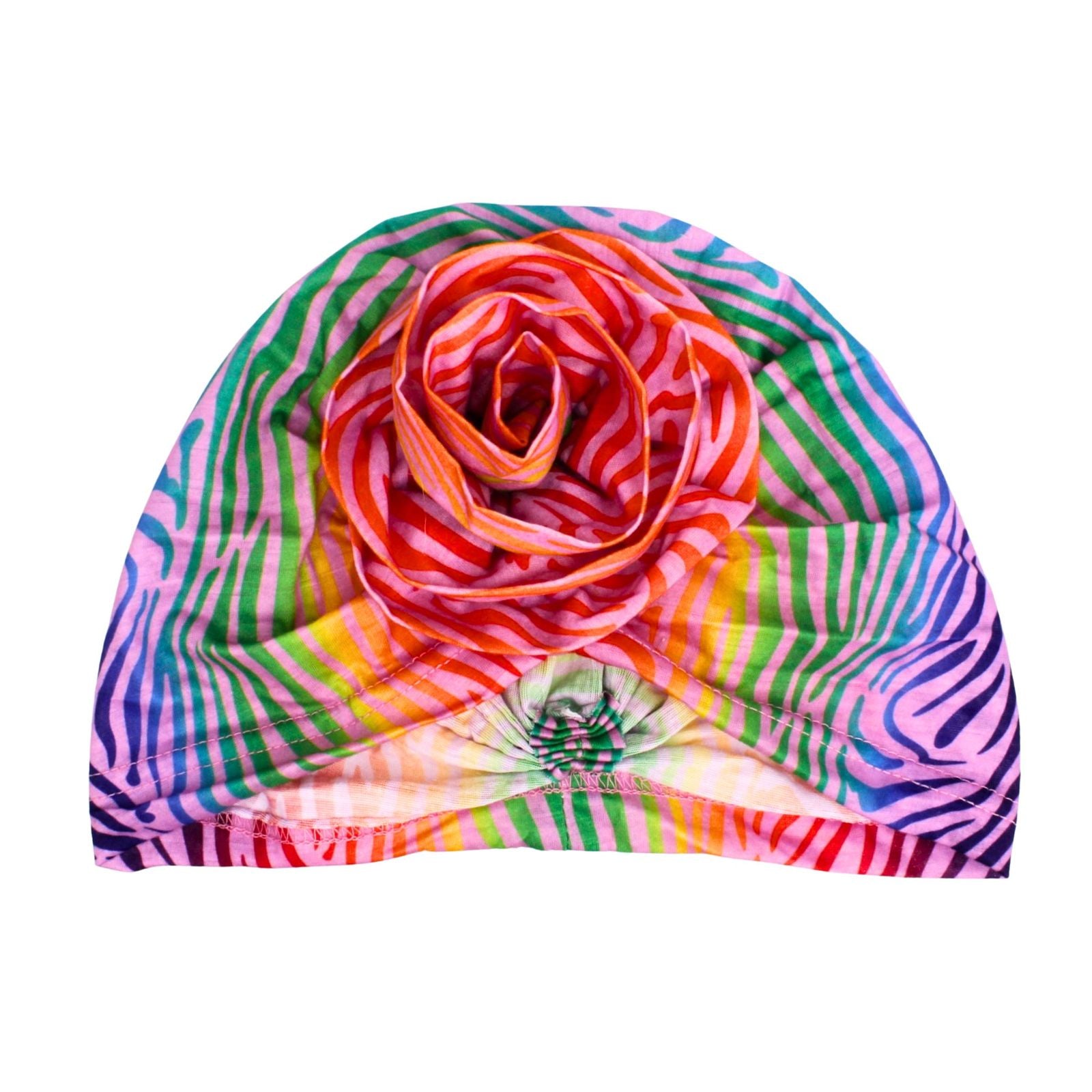 Turban Pre-Tied Flower Light Pink Zebra Women