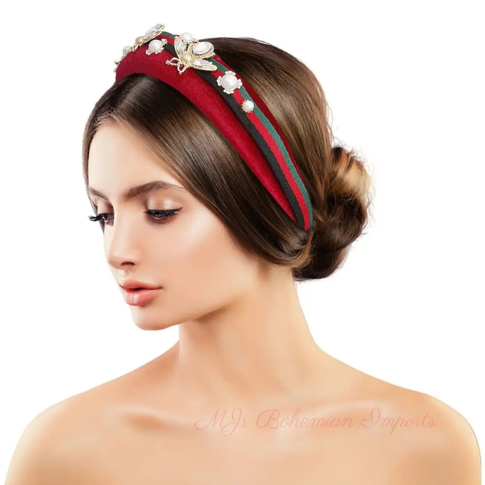 Velvet Vision: Red Bee Headband