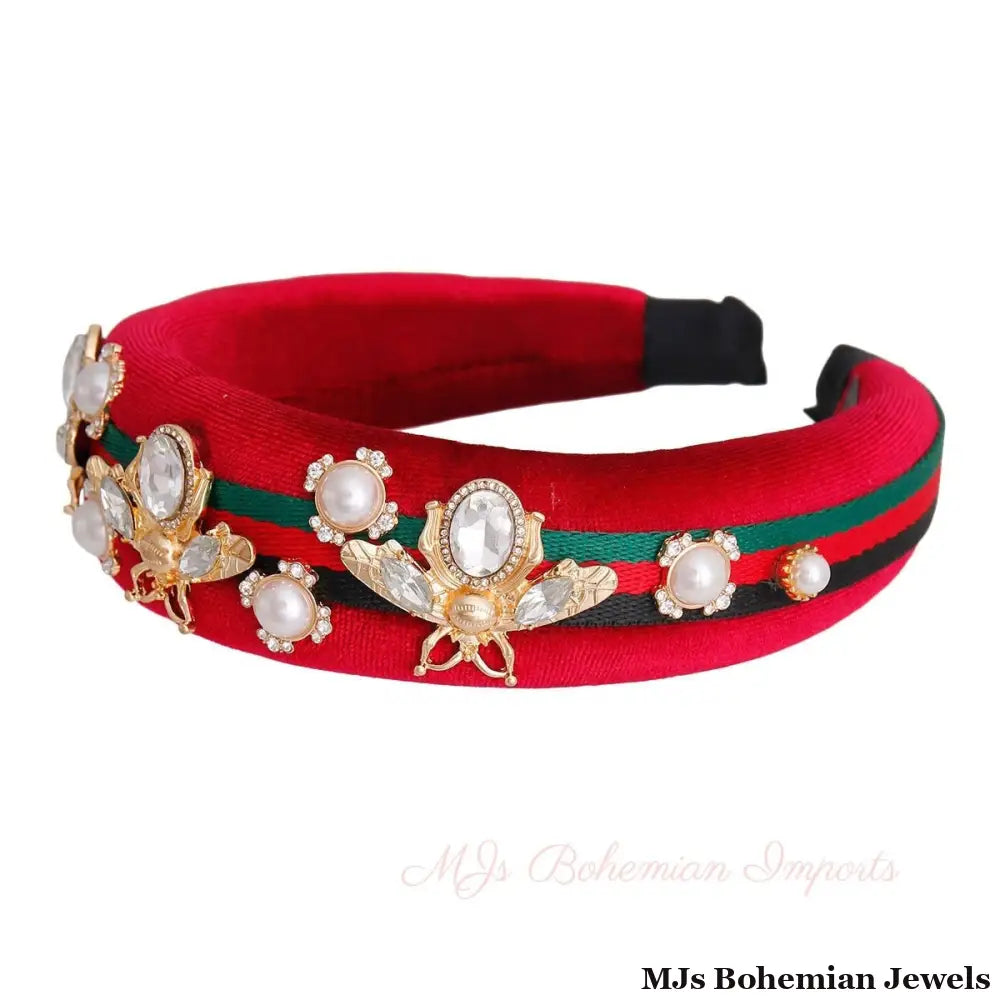 Velvet Vision: Red Bee Headband