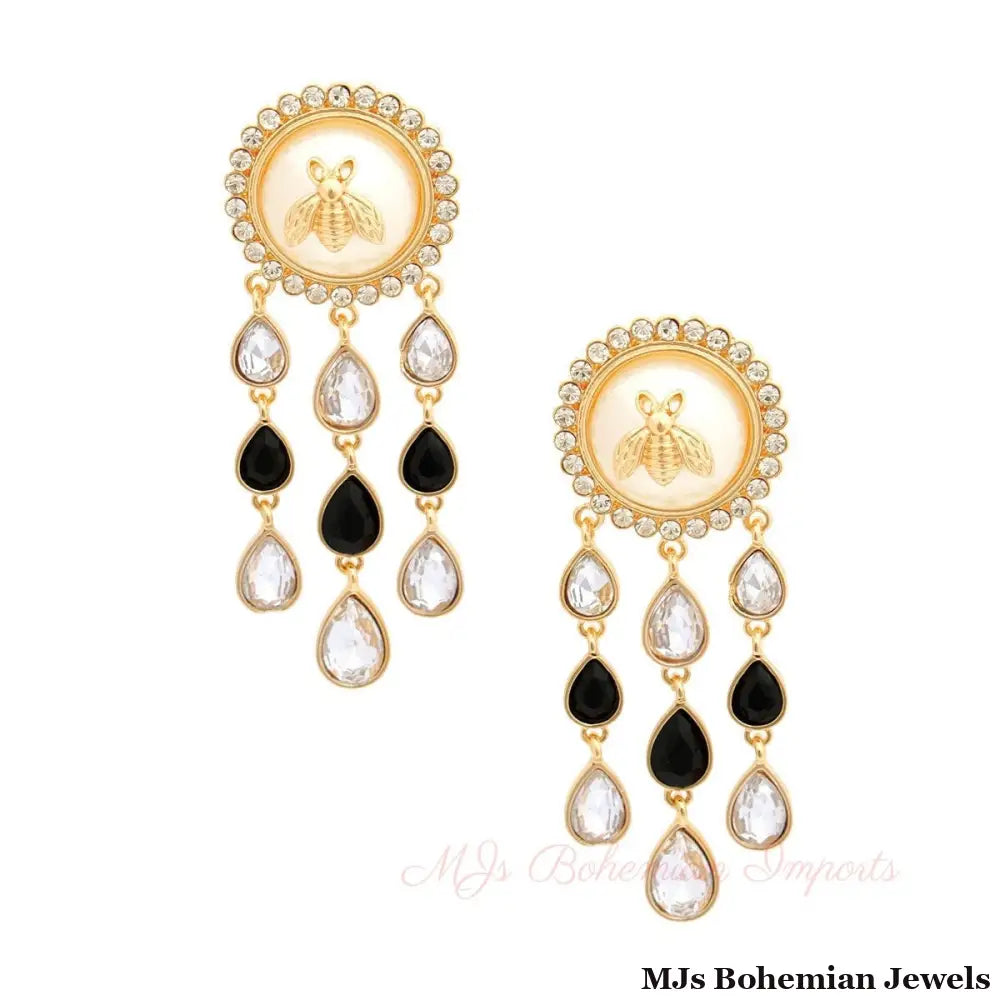 Vintage Look Gold Bee Earrings