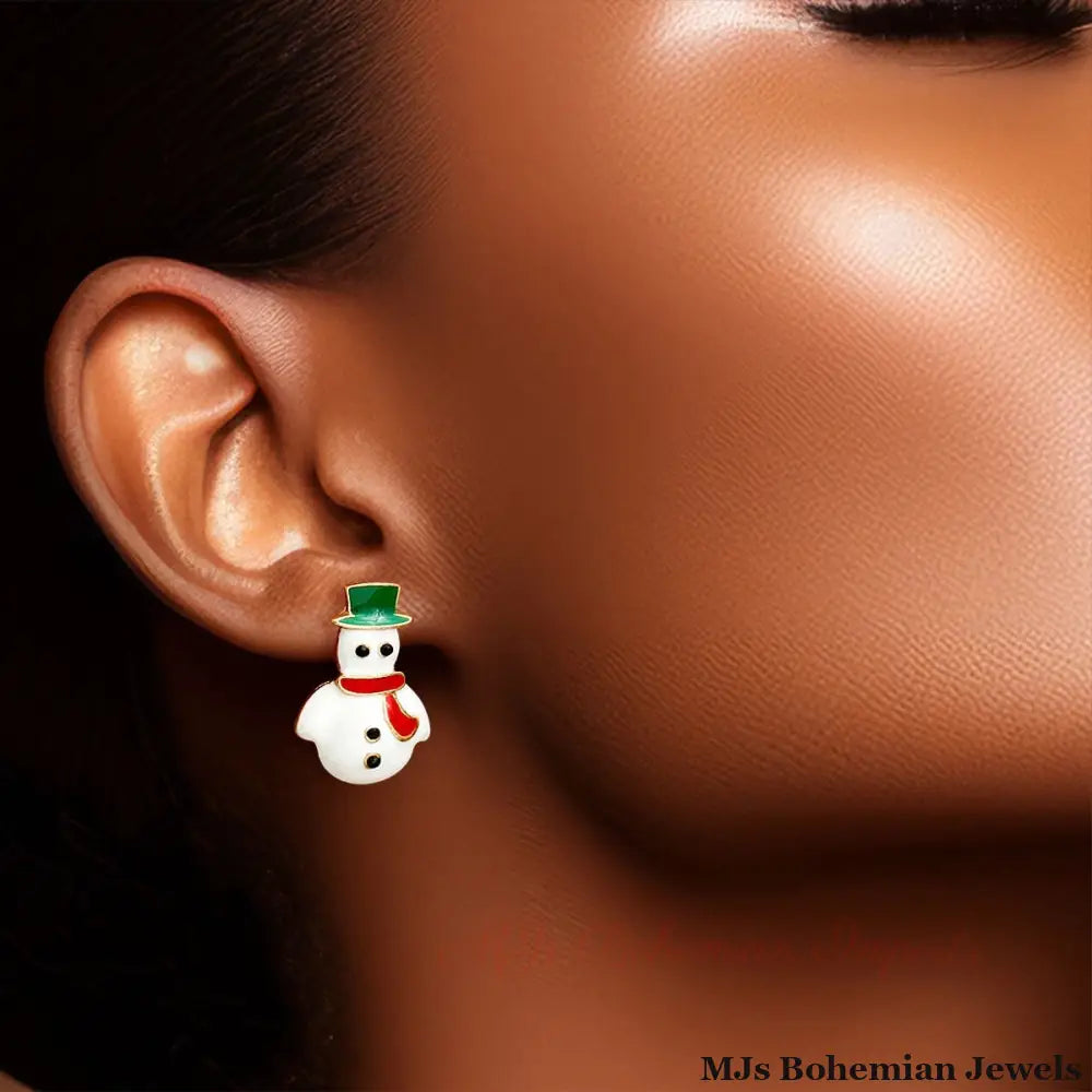 Whimsical Winter Fun: Tree and Snowman Mismatched Studs