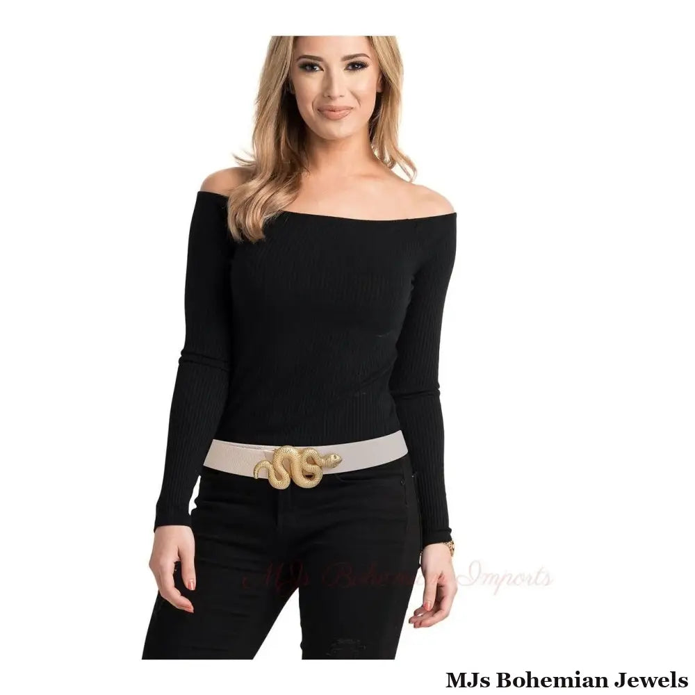 White & Gold Wonder: Snake Belt