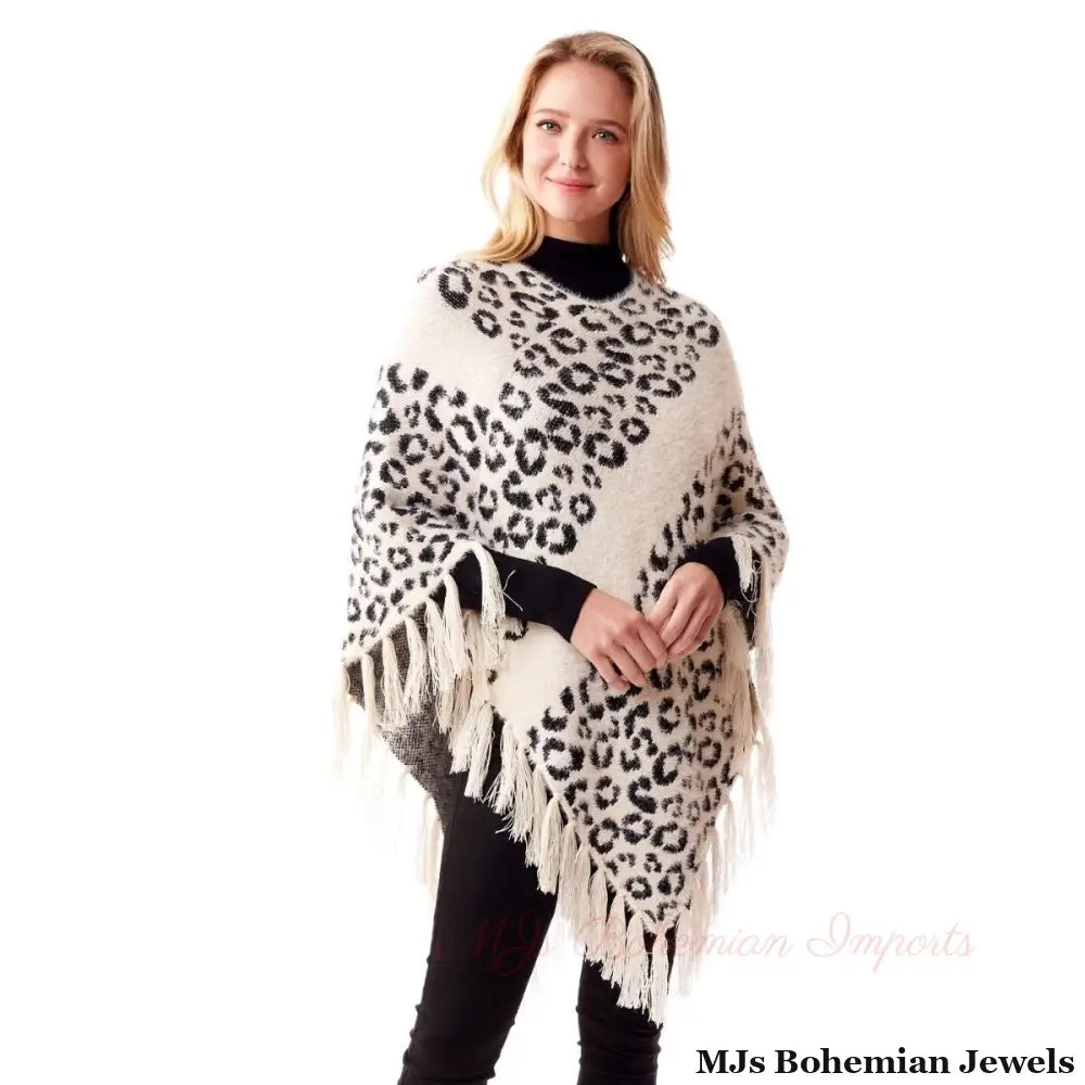 White Leopard Eyelash Poncho