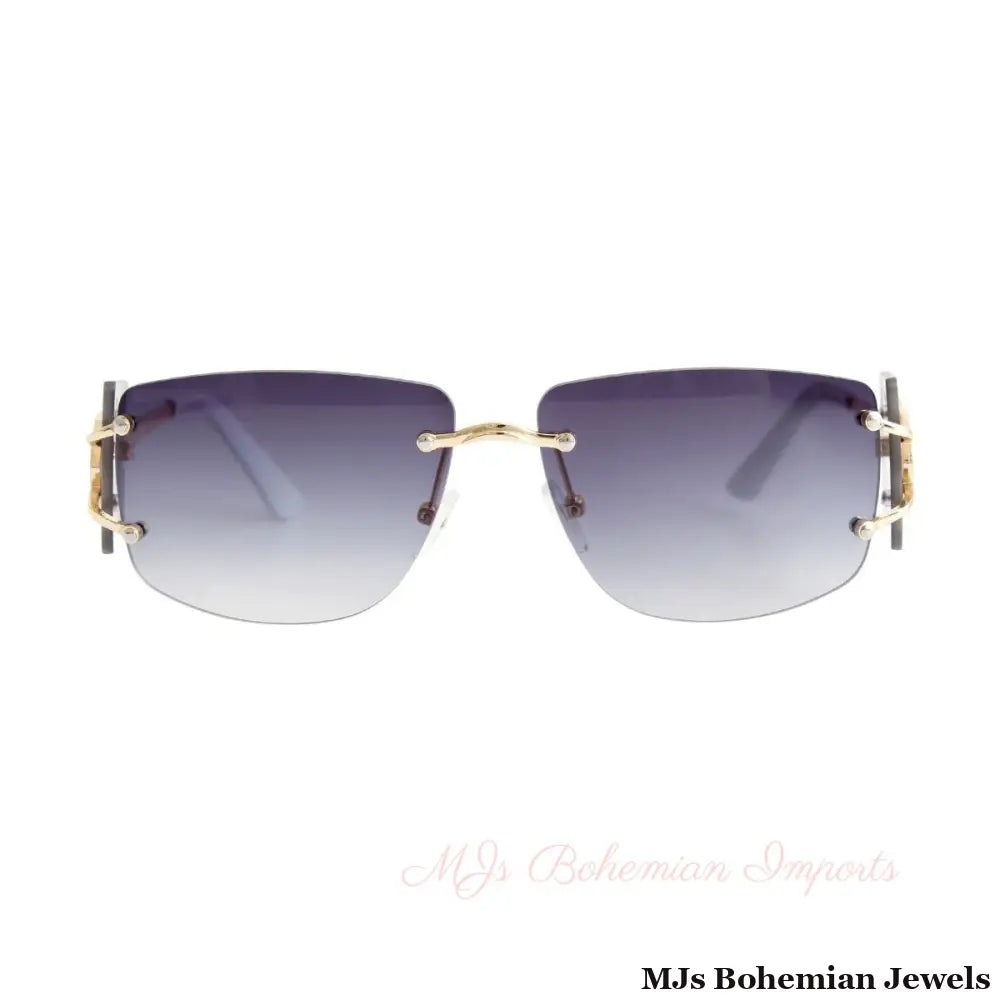 White Rimless Temple Sunglasses