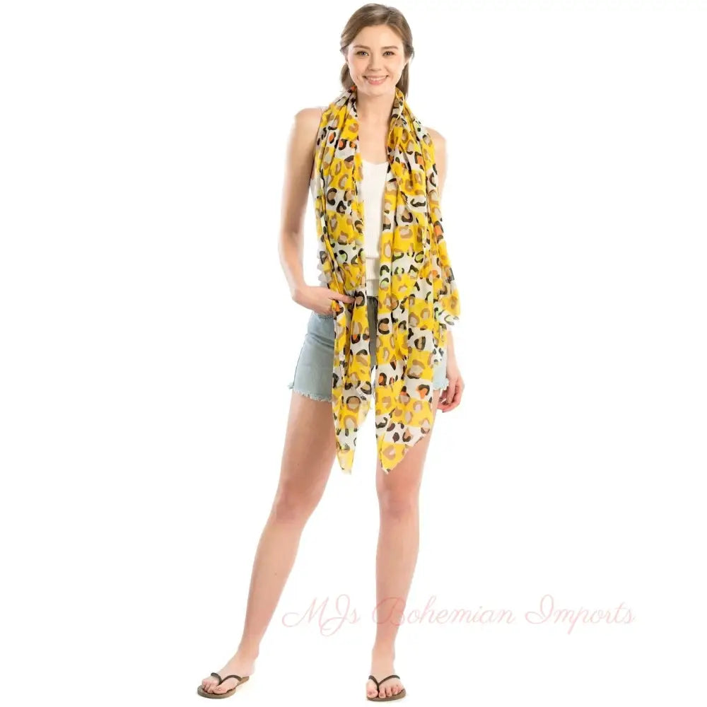 Yellow Leopard Lightweight Scarf