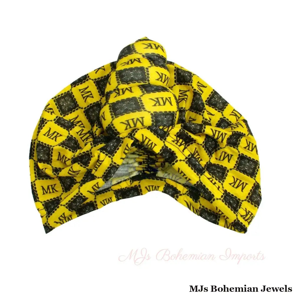Yellow MK Tall Twist Knot Turban