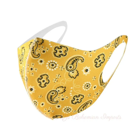 Yellow Paisley Bandana Face Masks