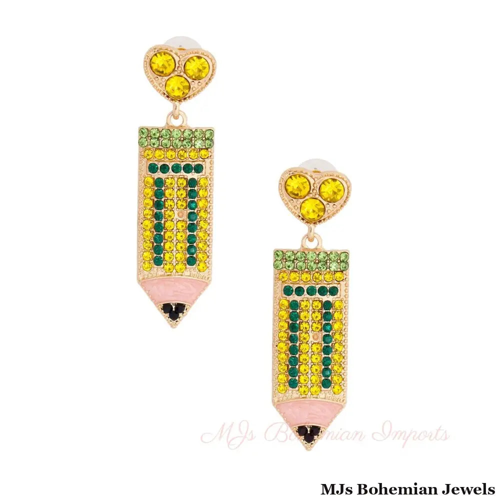 Yellow Stone Pencil Earrings